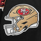 Front view of the Pro Standard 49ers City Ransom Hoodie in black and red, featuring the team logo and city-inspired design elements, perfect for San Francisco 49ers fans