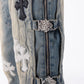 Guapi Vintage Blue Cross Buckle Denim Jeans