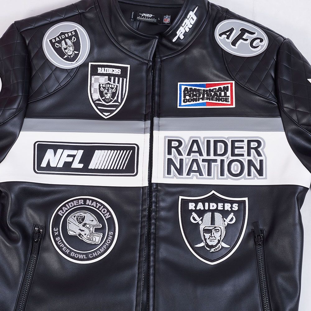 Pro Standard Las Vegas Raiders Moto Jacket - Black/White (FOR6411483-BLW)