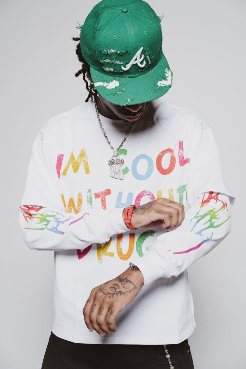 Addicts ATL "Cool Without Drugs" White Double Layer Tee