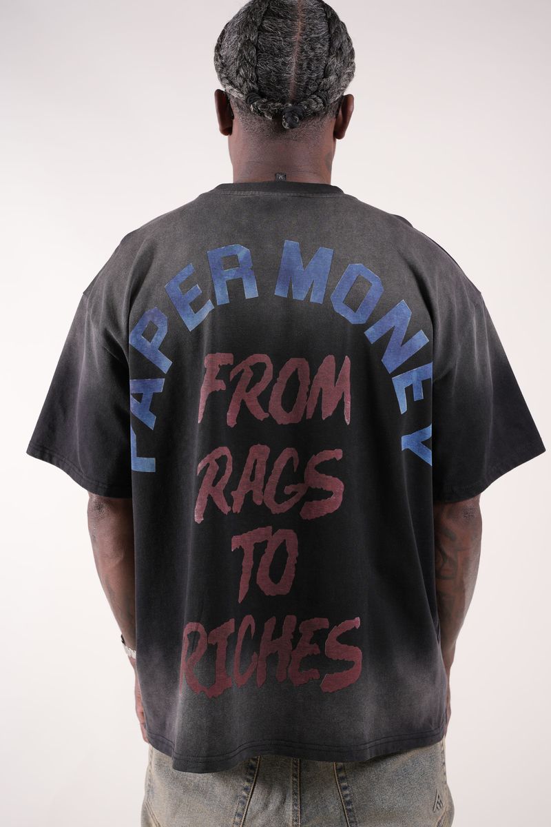 Paper Money "For The Dogs" Rhinestones Black Tee