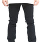 Valabasas Tire Jet Black Stacked Denim Jeans side view with pocket detail