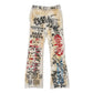 Luxurious Rare Peace All Over Rhinestone Washed Ecru Stacked Joggers showcasing sparkling rhinestone details