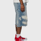 Homme + Femme "Nomad" Studded Denim Shorts - Blue