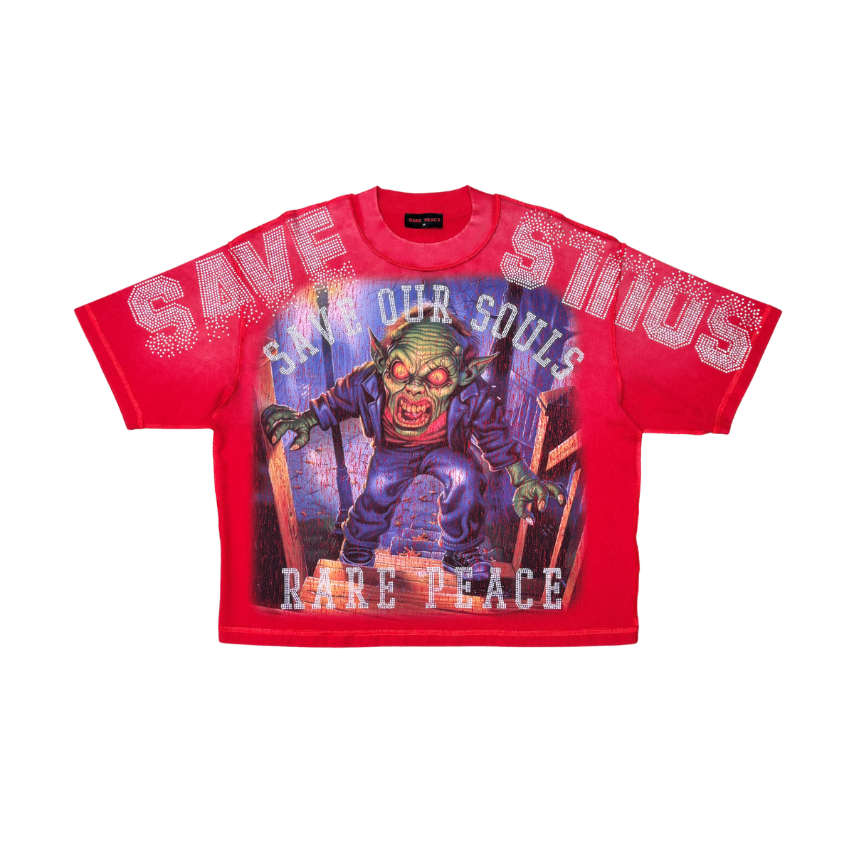 Rare Peace "S.O.S. Goblin" Rhinestone Red Tee