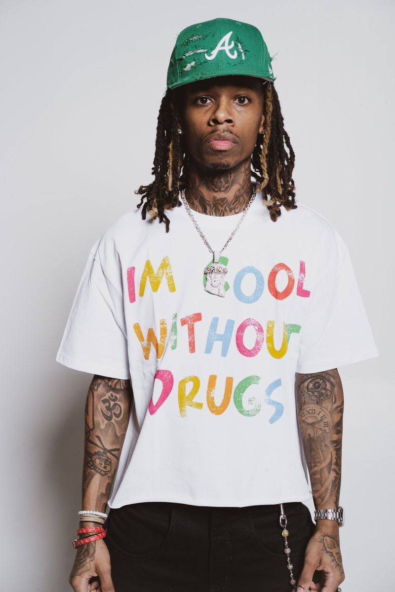 Addicts ATL "Cool Without Drugs" Color Letters White Tee