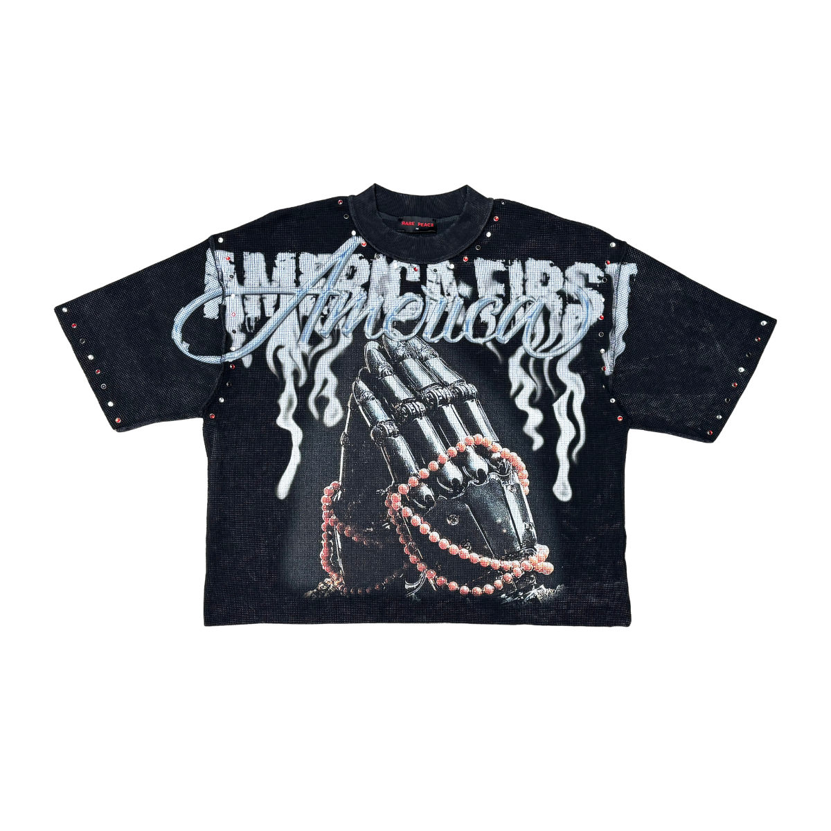 Rare Peace "Prayer Hands" Waffle Black Tee