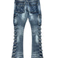 Close-up of VLBS6032 Quantico Light Blue Wash Stacked Denim Jeans with stylish pockets and belt loops
