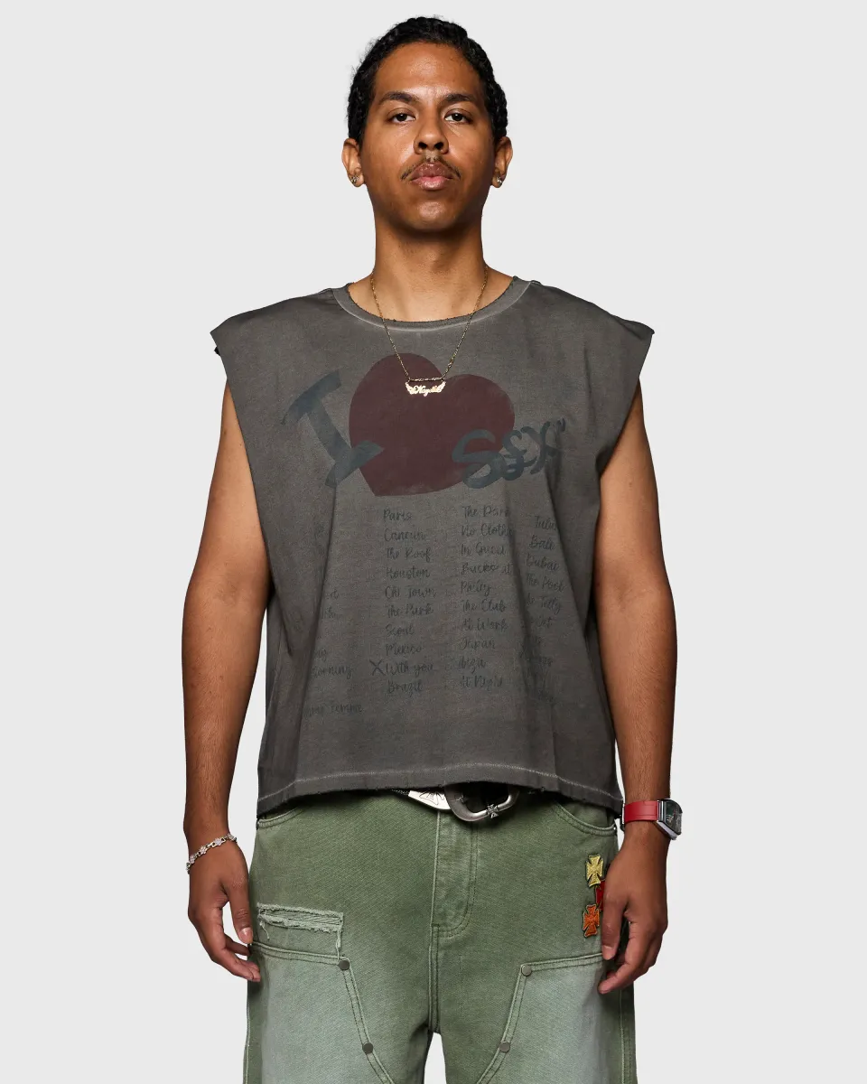Homme + Femme "The List" Cutoff Tee - Grey