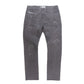 Close-up of Makobi Segreto Gray Jeans with rips and frayed hem