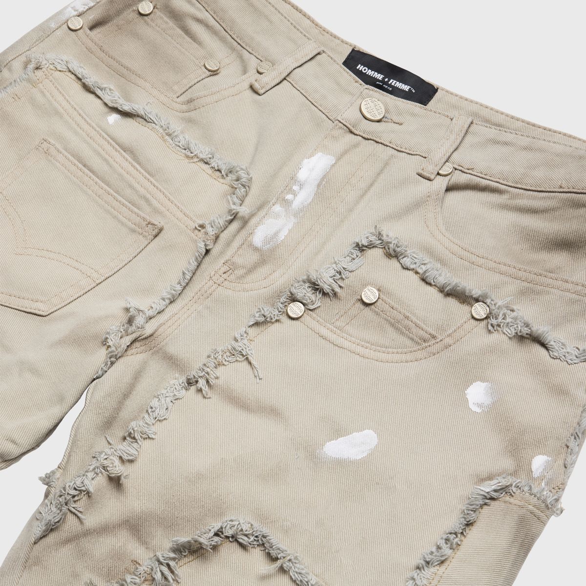 Homme + Femme "Reconstructed" Denim Jeans - Sand