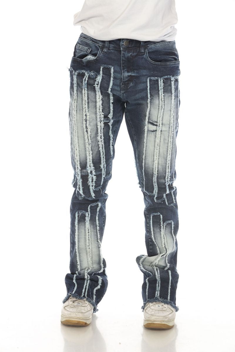 Trendy Stylo LS-02 Blue Washed Stacked Flare Jeans for women