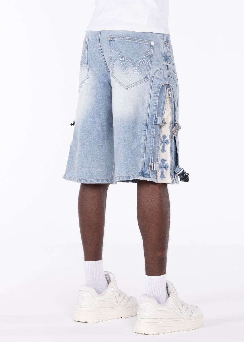 Guapi Aqua Blue Cross Buckle Shorts