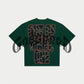 Striking green Godspeed Podium Dreams T-Shirt featuring digital art, numbered authenticity tag