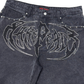 Rare Peace "Logo" Rhinestone Washed Black Denim Short (RS6061)
