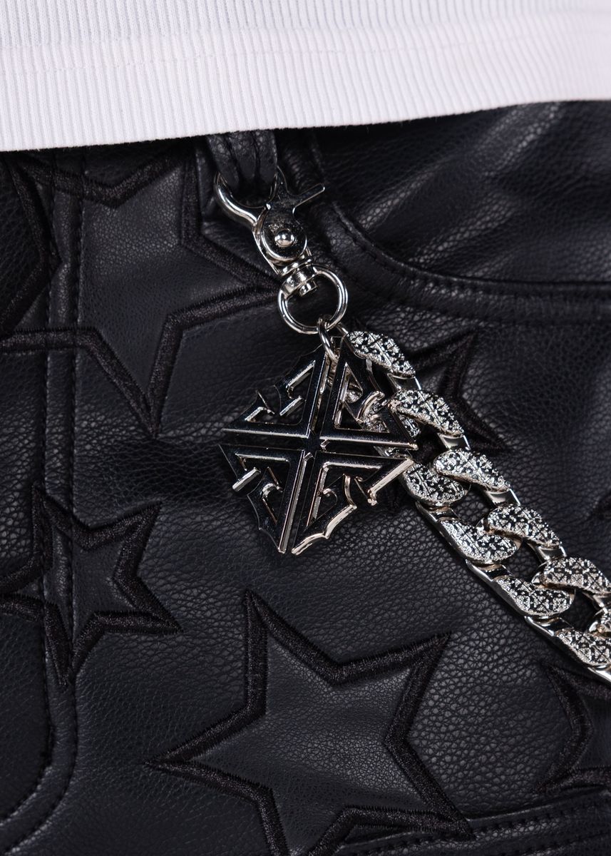 Guapi Obsidian Black Stars Leather Shorts
