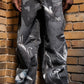 Comfortable Amor Jeans digital print black baggy jeans featuring a relaxed fit and trendy style