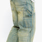 Close-up of the distressed details and vintage wash effect on Valabasas Mr Straight denim jeans