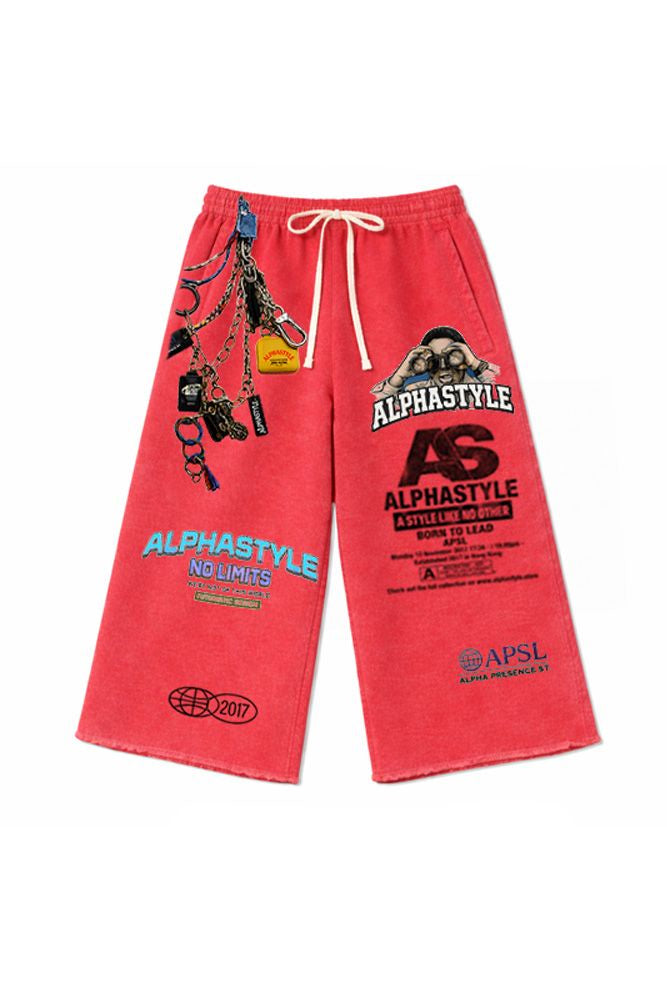 AlphaStyle Morda Long Shorts - Red