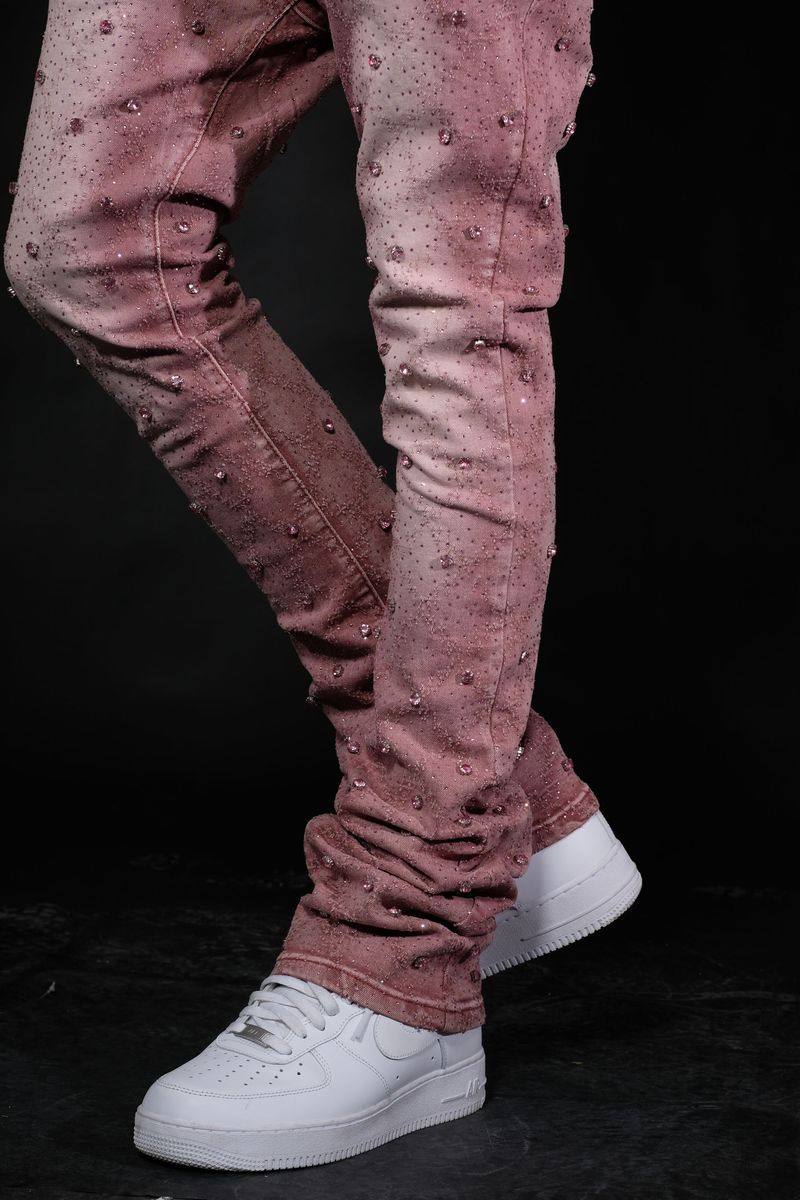 VC510 Purple Jeans with Unique Embellishments and Flared Design