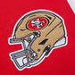 Red Pro Standard 49ers wind suit hoodie featuring logo accents and comfortable fit