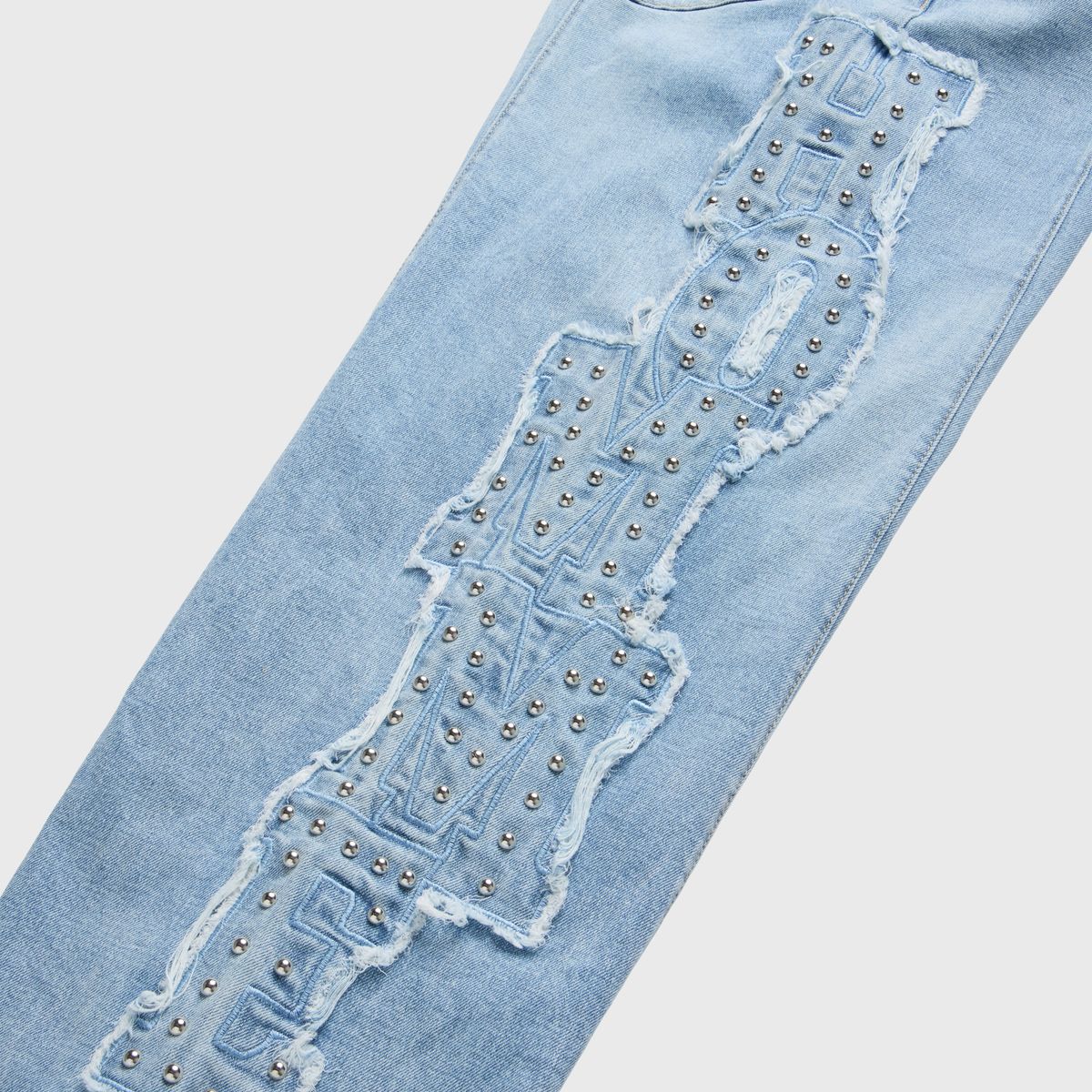 Homme + Femme "Superstar" Studded Denim Jeans - Blue