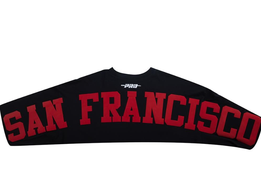 Black long sleeve tee featuring San Francisco 49ers Wingspan design