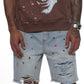 Vicious Light Blue Denim Shorts with Gem Stones and stylish design