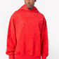 Guapi Blood Red Embellished Hoodie with intricate beading and hood detail