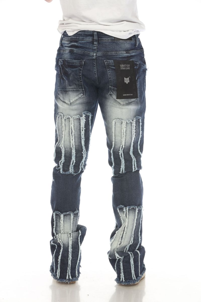 Stylo LS-02 Blue Washed Stacked Flare Jeans in a classic blue color with a stylish twist