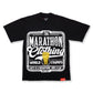 Vintage Marathon World Champs Tee in black with woven hem label and heavyweight cotton