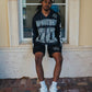 Fashionable oversized long sleeve shirt in black with a vivid lightning motif for a modern look