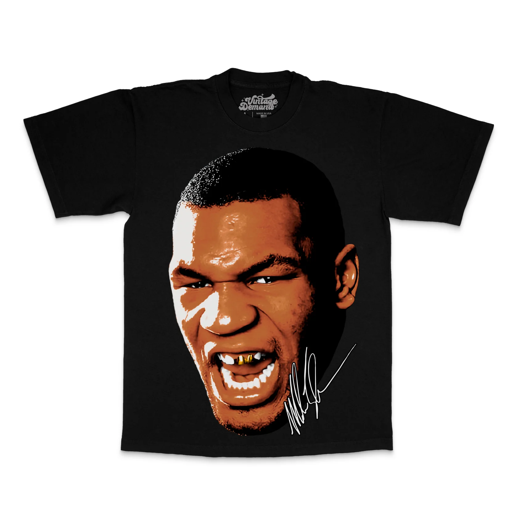 Black Vintage Demand Iron Mike V2 Big Head T-shirt made of 100% cotton with shrink-free fabric and true to size fit