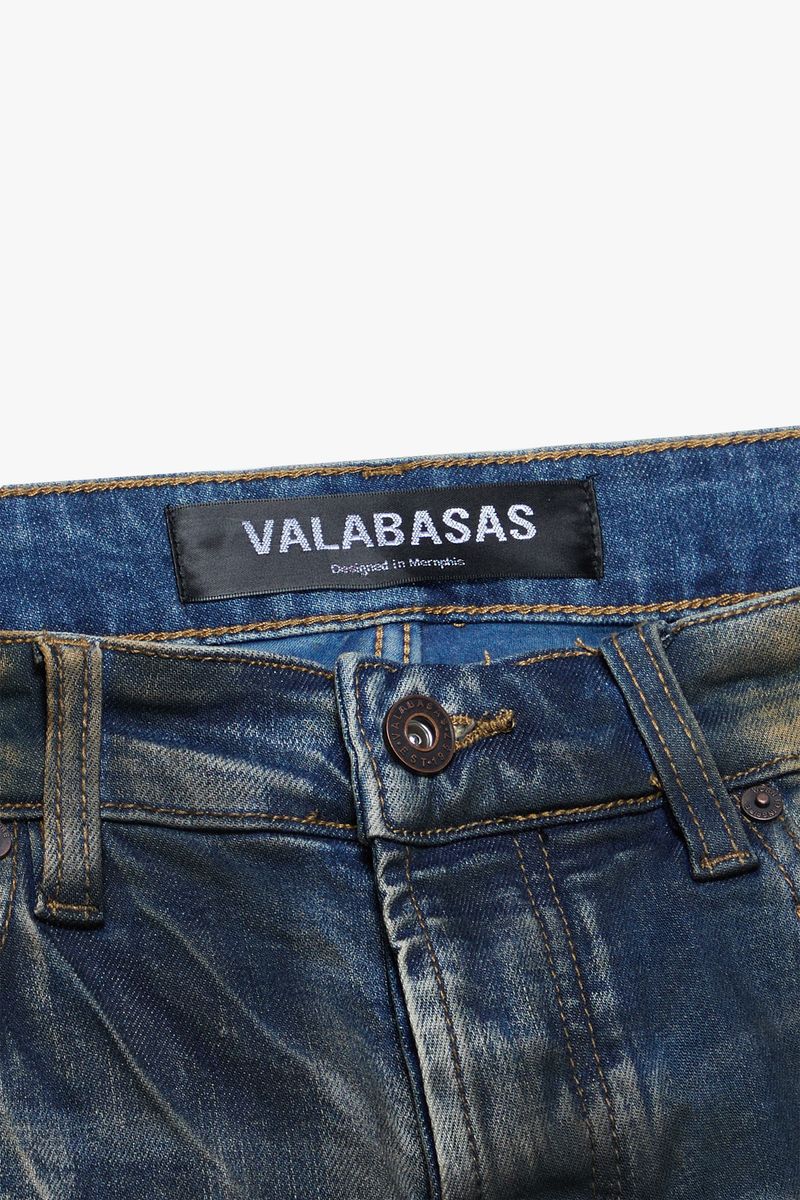 Valabasas "Fax" Vintage Blue Washed/Dark Blue Stacked Denim Jeans