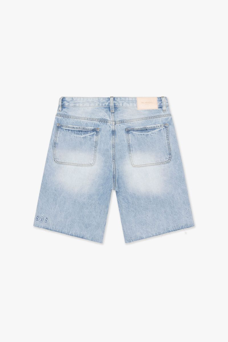 Light blue wash denim shorts featuring a stylish fit and casual summer-ready design, ideal for warm weather and everyday wear