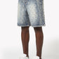 High-quality denim shorts with all-over rhinestone design, relaxed fit, and casual-chic style