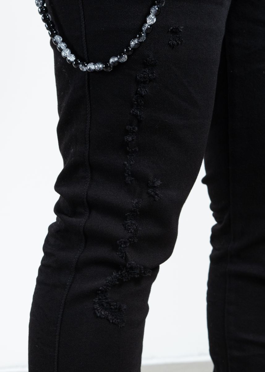Midnight Black Distressed Skinny Denim Jeans (MB-004)