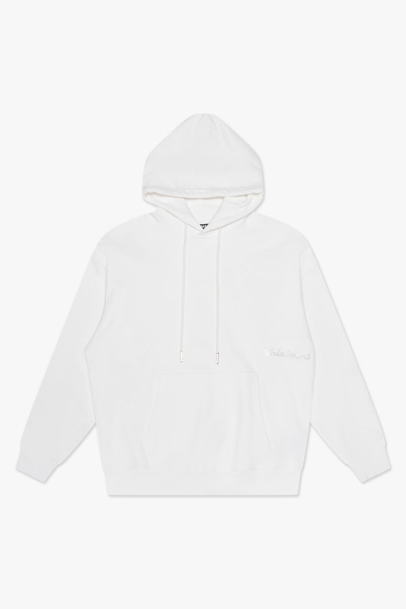 Valabasas Equus White Pullover Hoodie with drawstring hood and front pocket