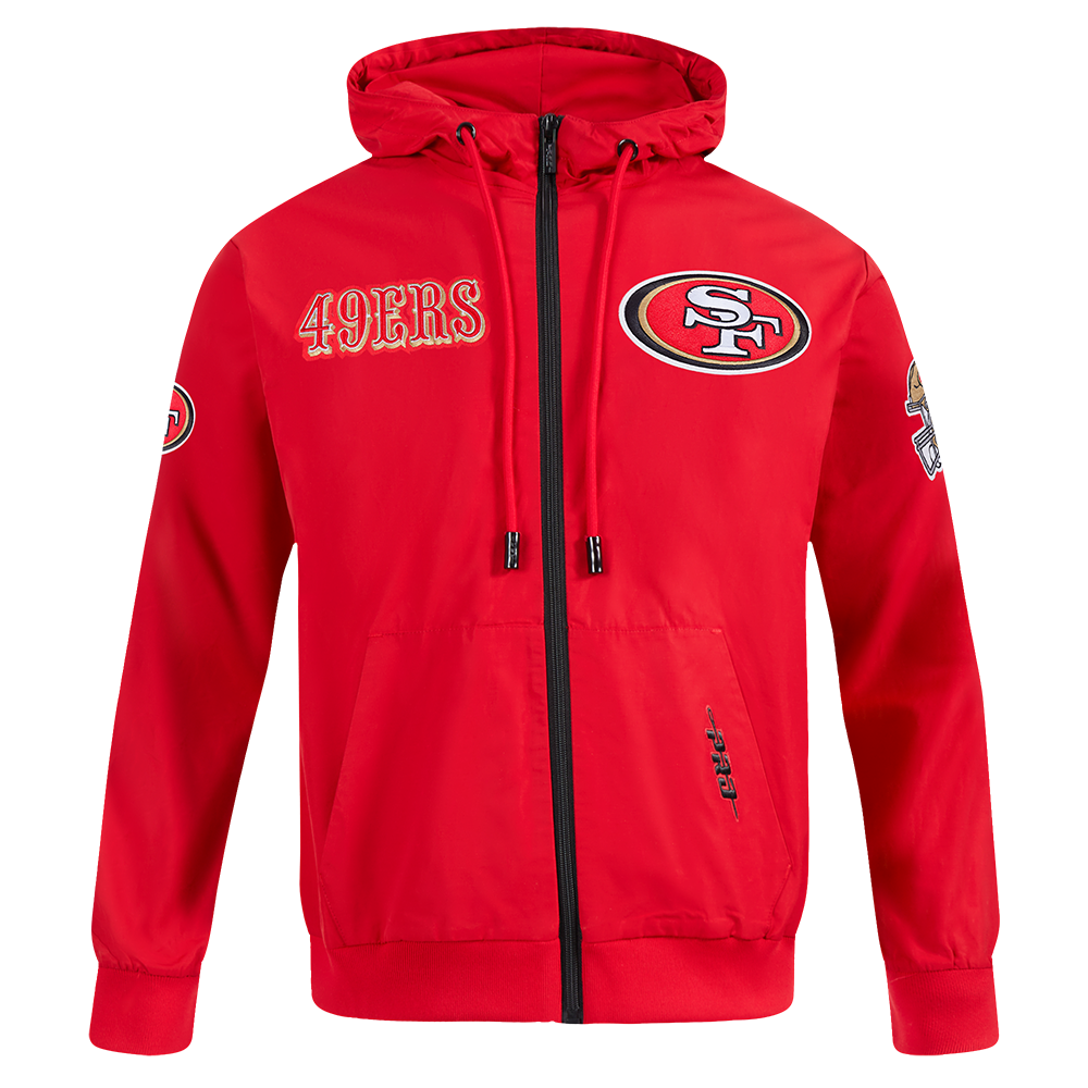 Pro Standard 49ers classic full zip wind hoodie in vibrant red color