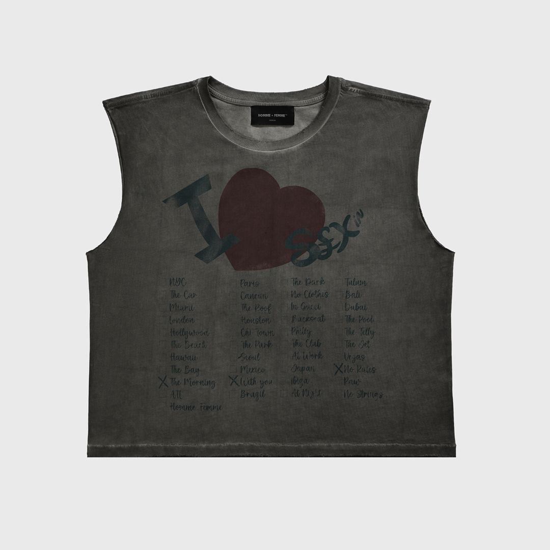 Homme + Femme "The List" Cutoff Tee - Grey