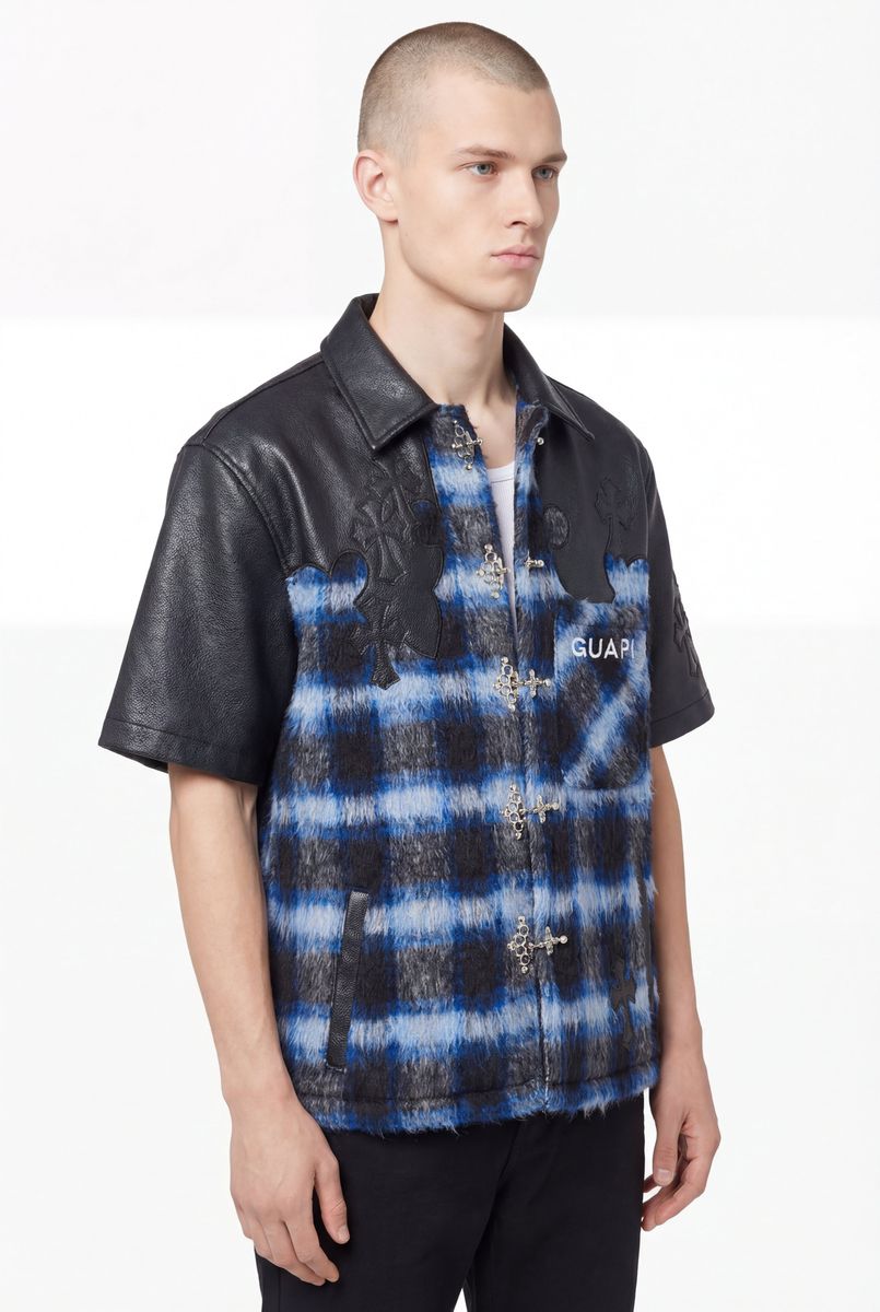 Guapi Midnight Sky Cross Patch Button Shirt