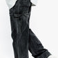 Close-up of the grey denim fabric showing the texture and stitching details of Valabasas Mr Straight Grey Denim Jeans