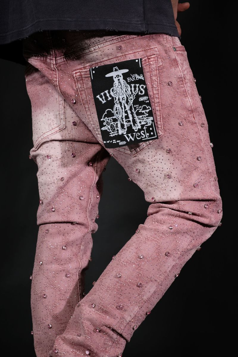 VC510 Purple Vicious Embellished Flared Denim Jeans showcasing unique embellishments