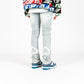 Front view of PHEELINGS Luminous Love Light Blue Flare Stack Denim jeans with stylish flare stack