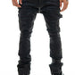 Full view of Vicious VC654R Coated Black denim jeans featuring a fitted silhouette and wax coating texture