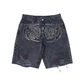 Rare Peace "Logo" Rhinestone Washed Black Denim Short (RS6061)