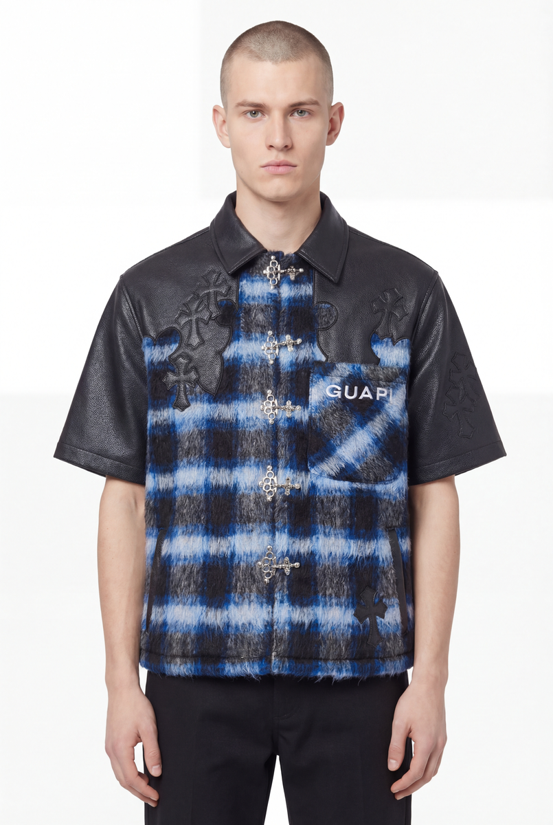 Guapi Midnight Sky Cross Patch Button Shirt