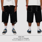 Homme + Femme "Arsenal" Studded Denim Shorts - Black