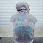 Front view of the Mixed Emotion Cupid hoodie showcasing the rhinestone accents and zip closure