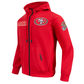 Men's red full zip wind hoodie from Pro Standard 49ers Classic Wind Suit collection